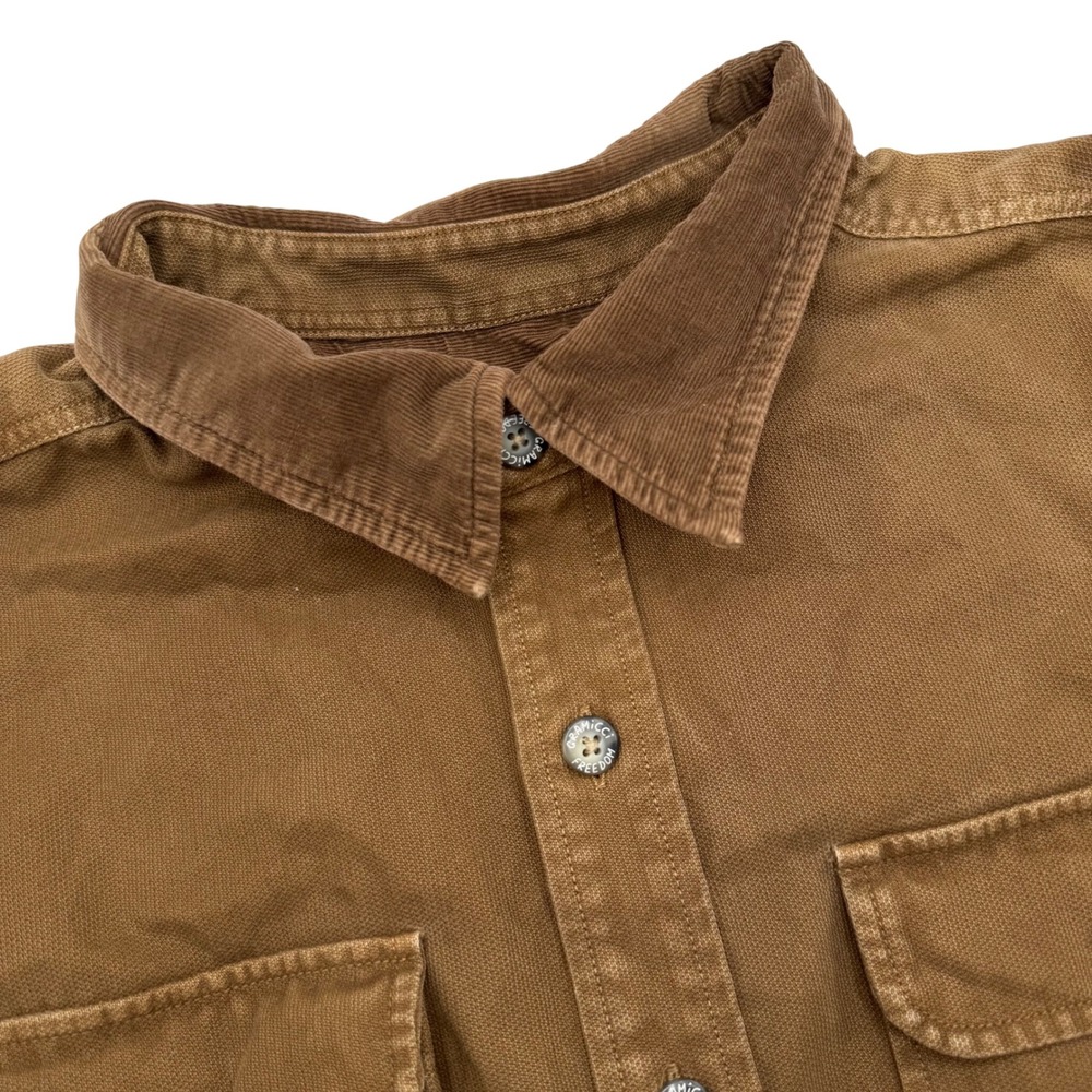 Gramicci Freedom Mens Brown Canvas Shirt Jacket Corduroy Collar Size M Utility